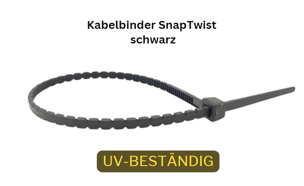 Bild von Kabelbinder ''SnapTwist'' zum Abdrehen / Farbe: schwarz / UV - beständig / Länge: 102 / Breite: 2,8 (VPE=100 Pkg. (100))